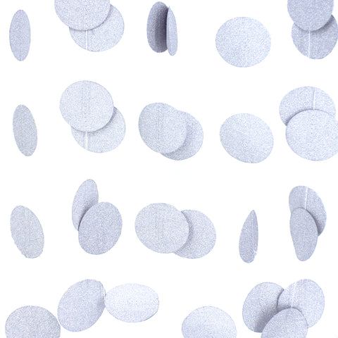 3M Sparkling Circle Disk Paper String Garland Hanging Bunting - Silver Glitter