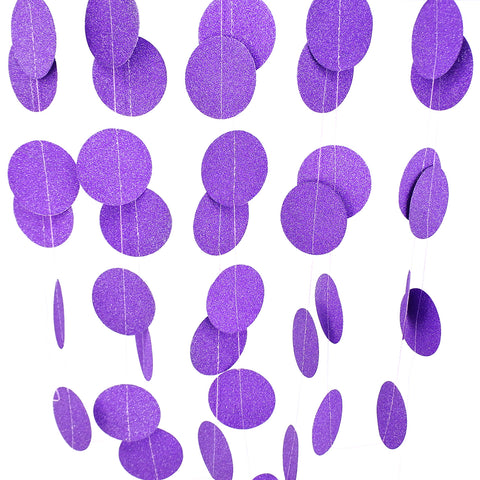 3M Sparkling Circle Disk Paper String Garland Hanging Bunting - Purple Glitter