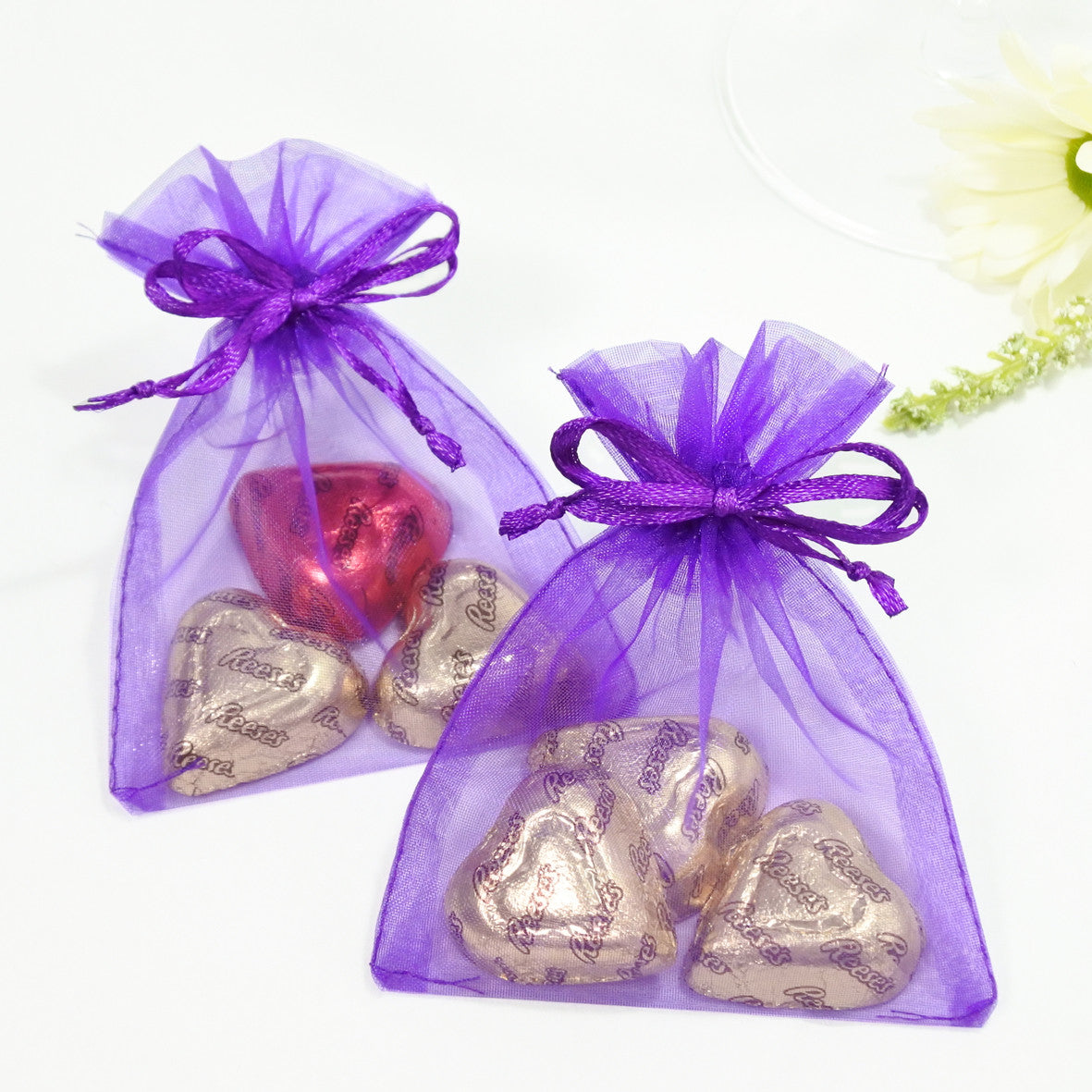 Purple Organza Favour Bags - Pack of 10