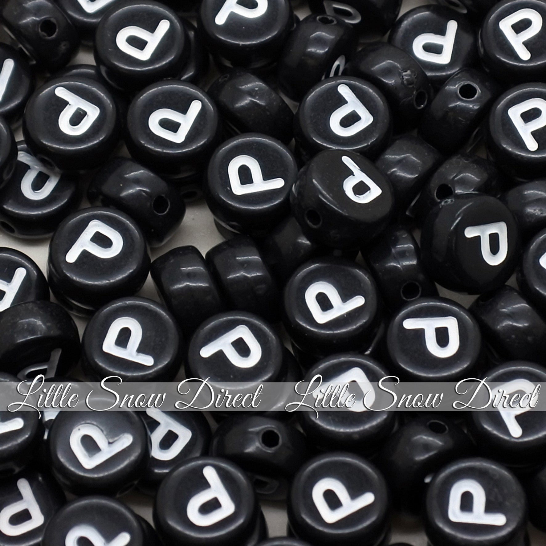 Black Letter Alphabet Coin Beads (100 pcs)