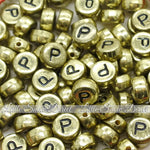 Vintage Gold Letter Alphabet Coin Beads (100 pcs)