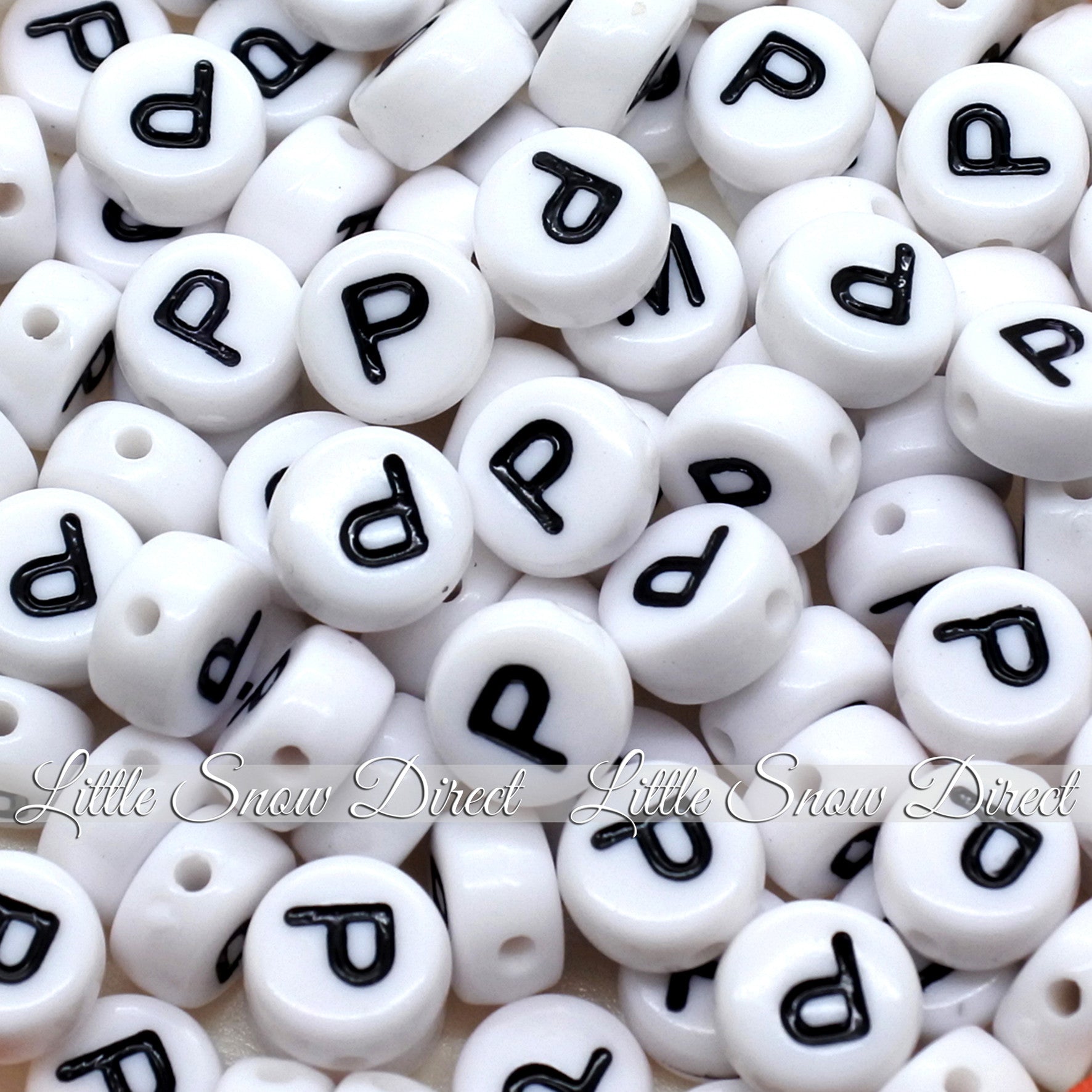 White Letter Alphabet Coin Beads (100 pcs)
