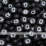 Black Letter Alphabet Coin Beads (100 pcs)