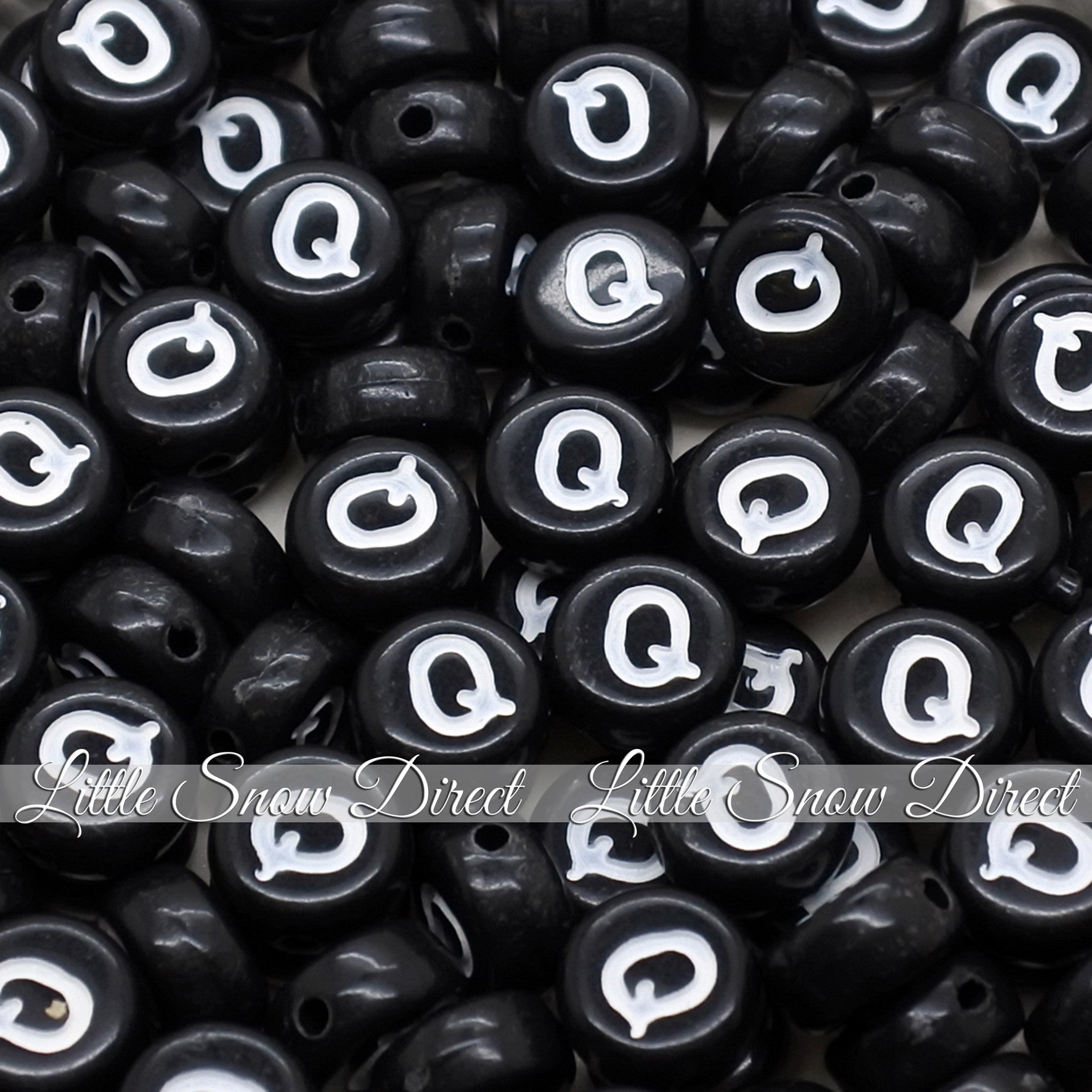 Black Letter Alphabet Coin Beads (100 pcs)