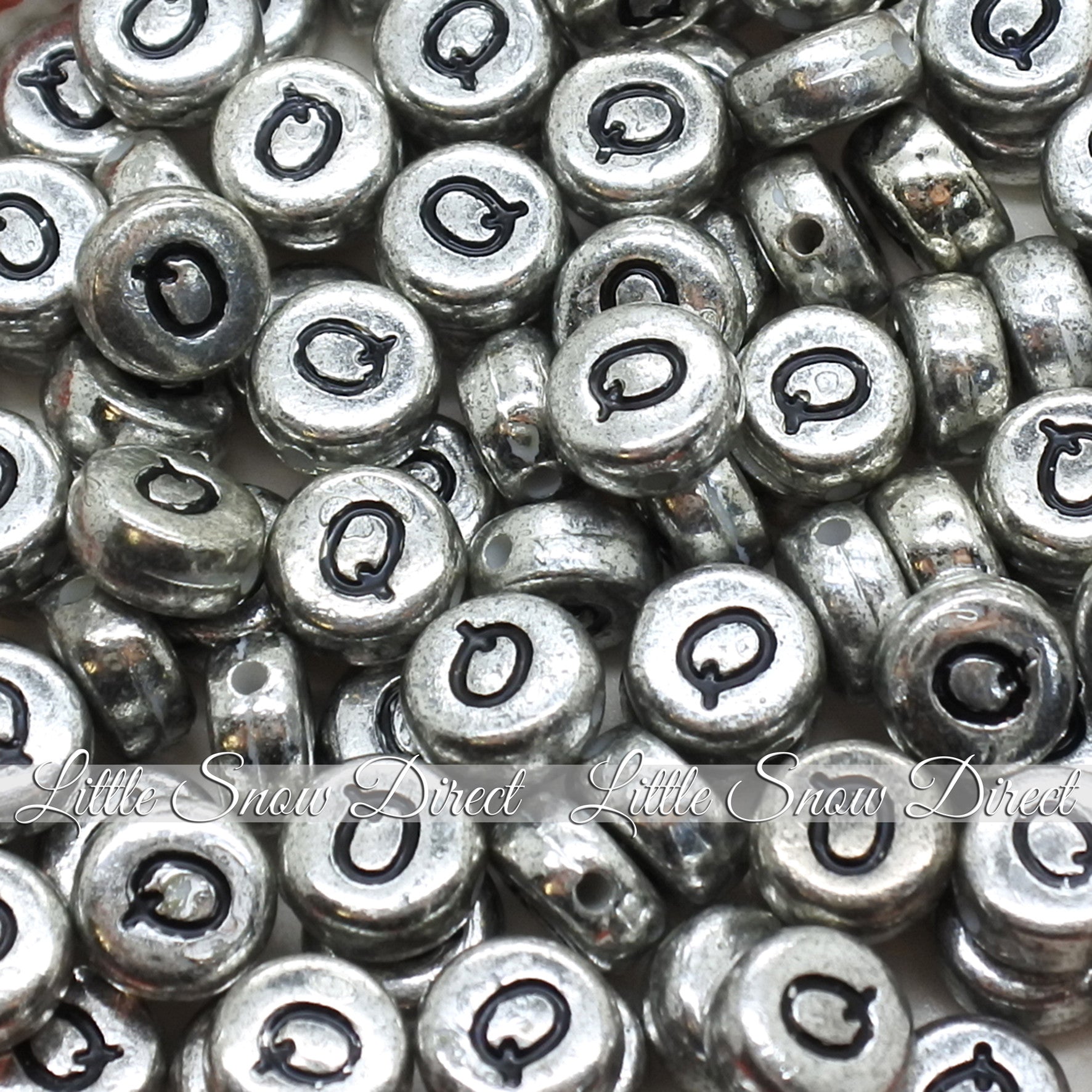 Vintage Silver Letter Alphabet Coin Beads (100 pcs)