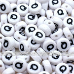 White Letter Alphabet Coin Beads (100 pcs)