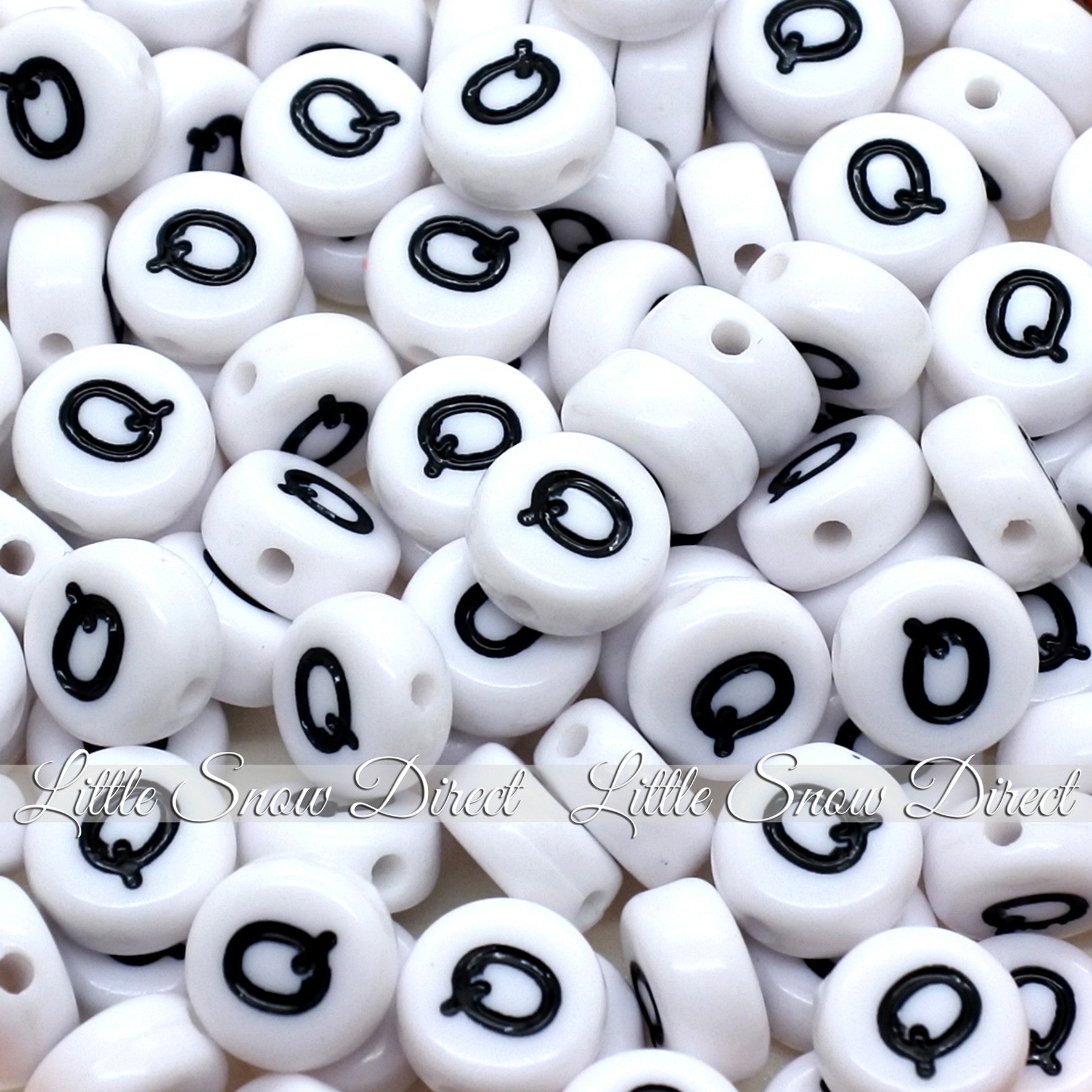 White Letter Alphabet Coin Beads (100 pcs)
