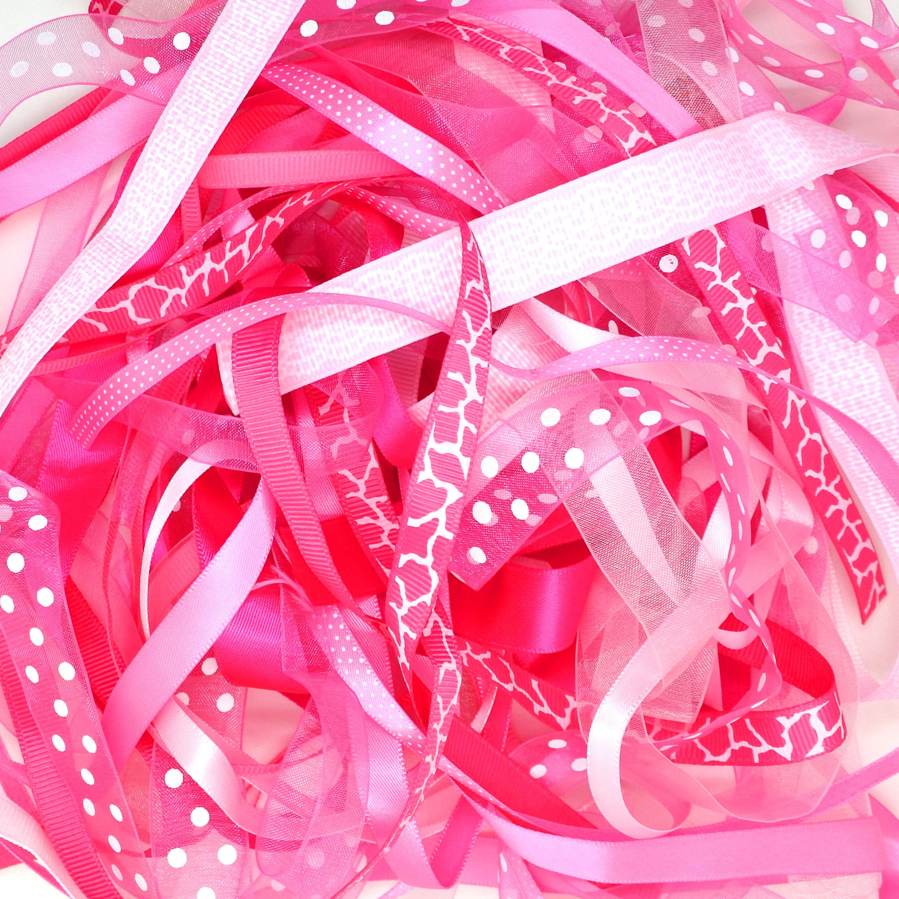 10 x 1 Metres Ribbon off cut Mixed bundle - Pink Shade