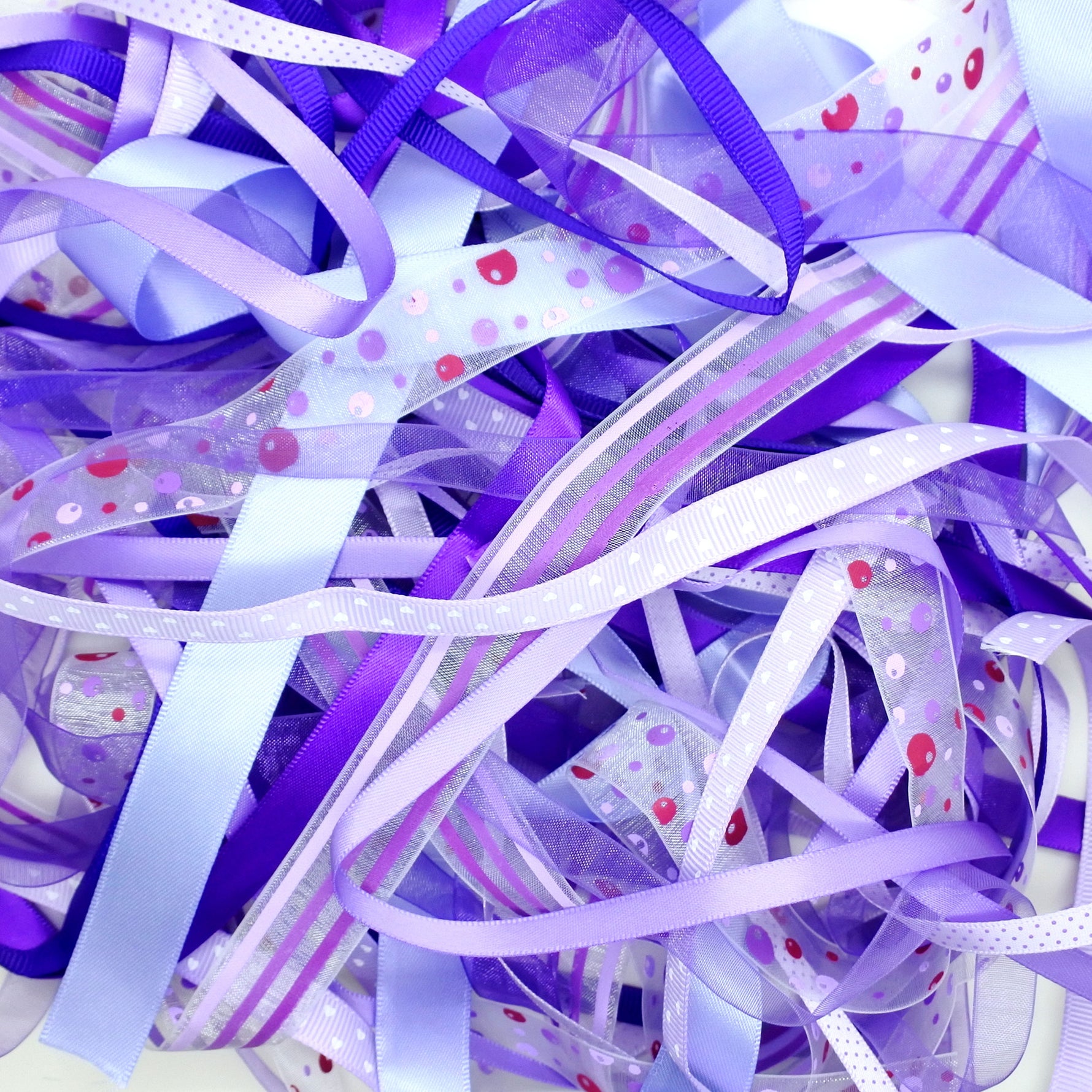 10 x 1 Metres Ribbon off cut Mixed bundle - Purple Shade