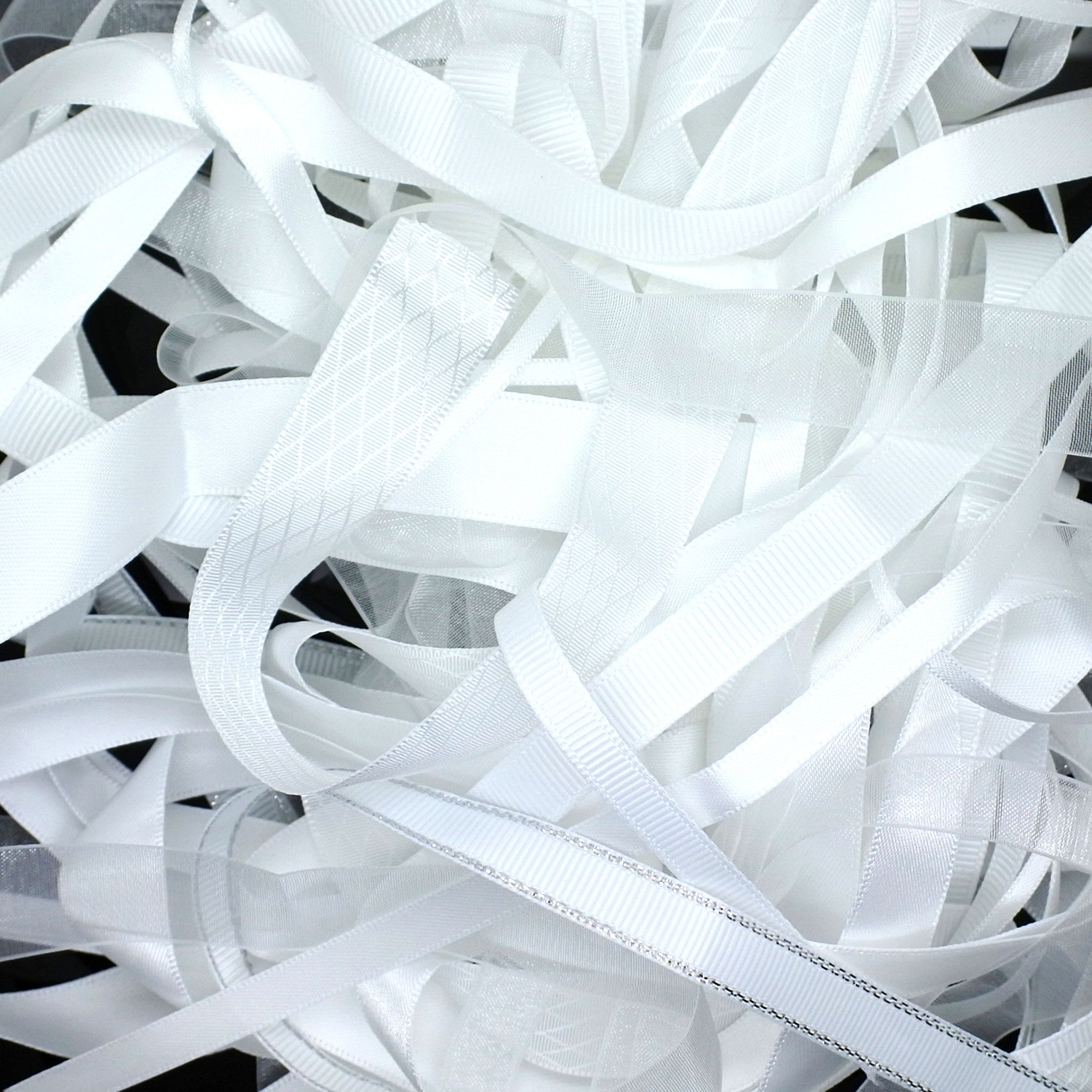 10 x 1 Metres Ribbon off cut Mixed bundle - White Shade