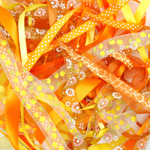 10 x 1 Metres Ribbon off cut Mixed bundle - Yellow/Orange Shade