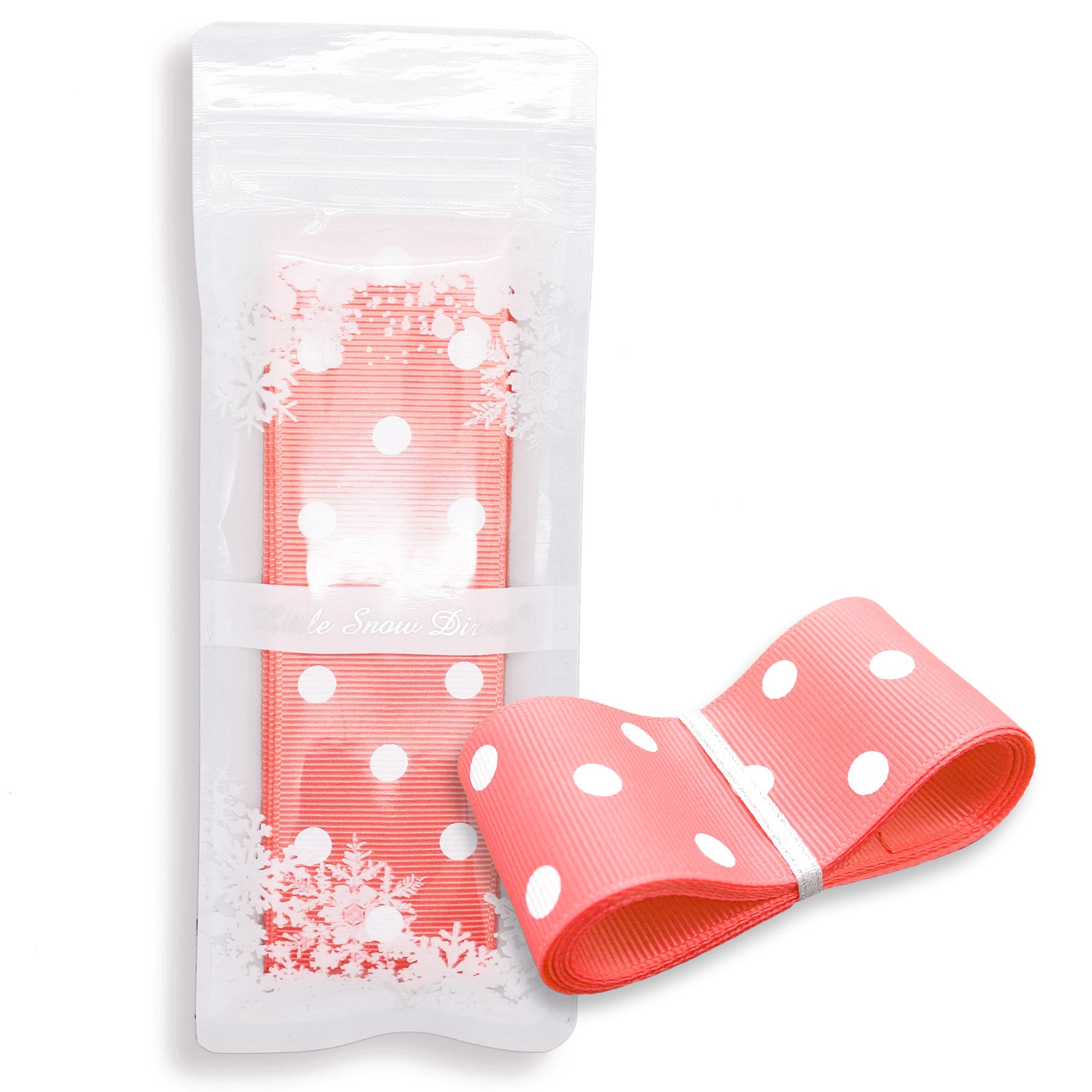 Coral 38mm Polka Dot Grosgrain Ribbon