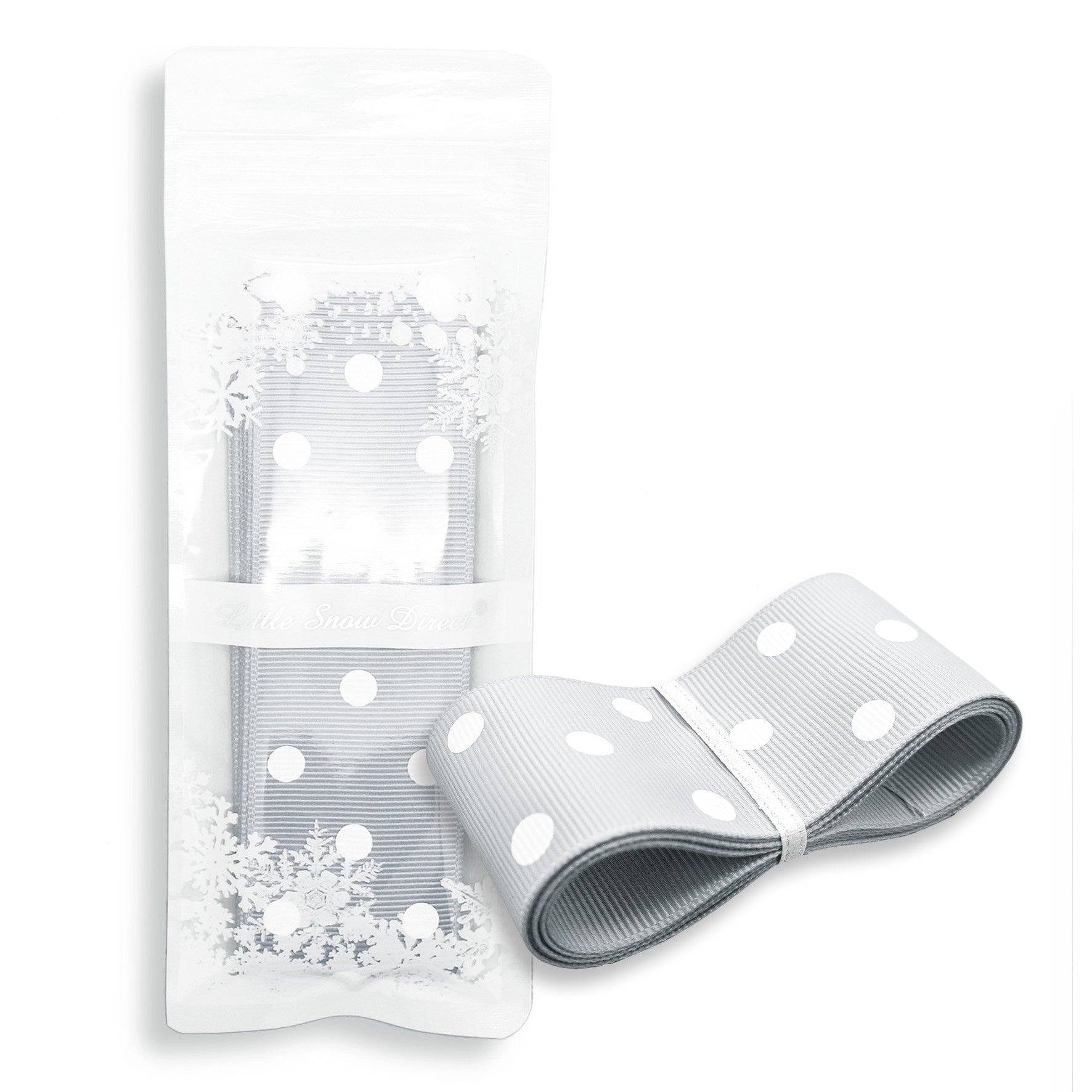 Silver Grey 38mm Polka Dot Grosgrain Ribbon