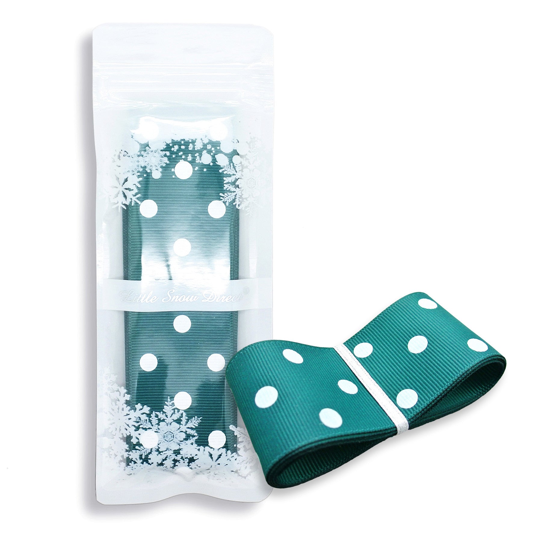 Teal 38mm Polka Dot Grosgrain Ribbon