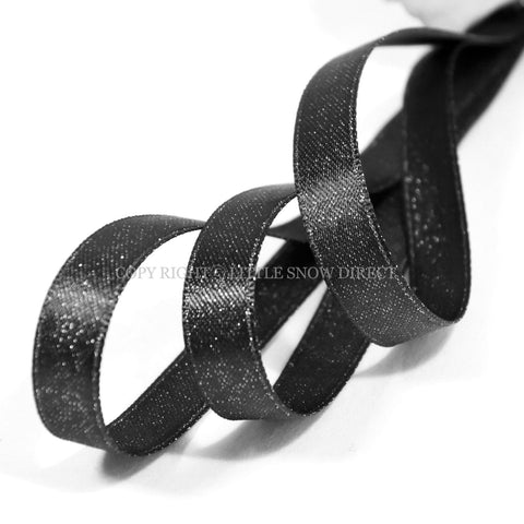 Black Luxury Design Glitter Satin Ribbon-1Metre