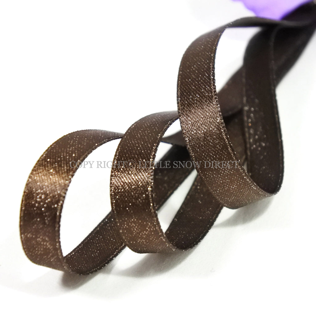 Brown Luxury Design Glitter Satin Ribbon-1Metre