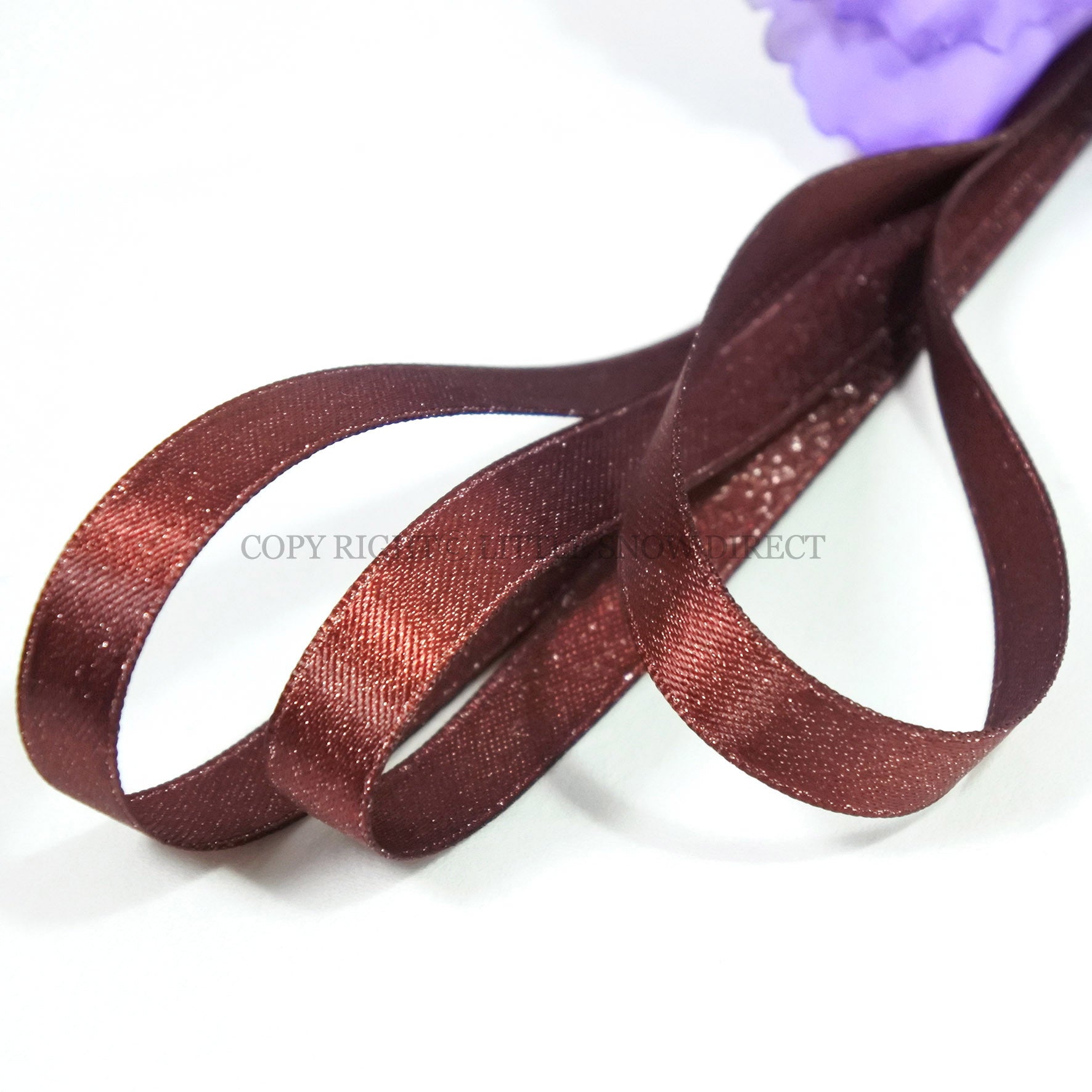 Coffee Luxury Design Glitter Satin Ribbon-1Metre