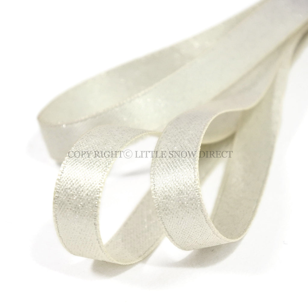 Cream Luxury Design Glitter Satin Ribbon-1Metre