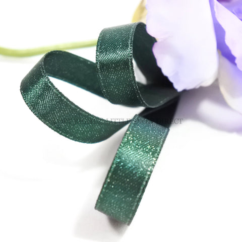 Forest Green Luxury Design Glitter Satin Ribbon-1Metre