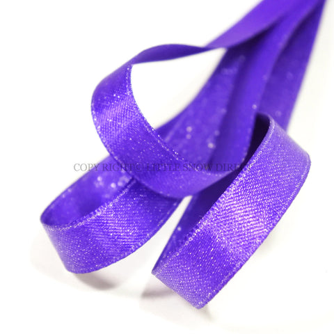 Purple Luxury Design Glitter Satin Ribbon-1Metre