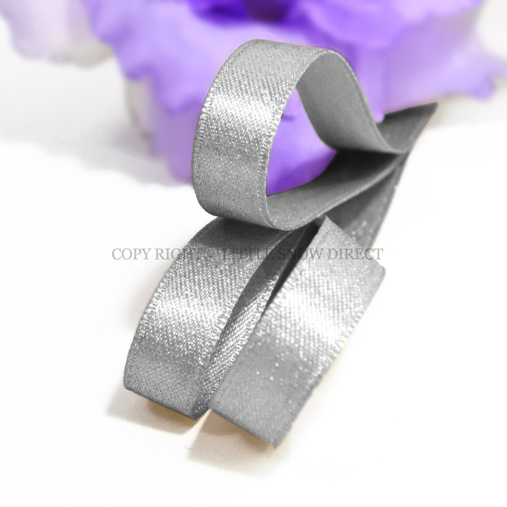Silver Luxury Design Glitter Satin Ribbon-1Metre