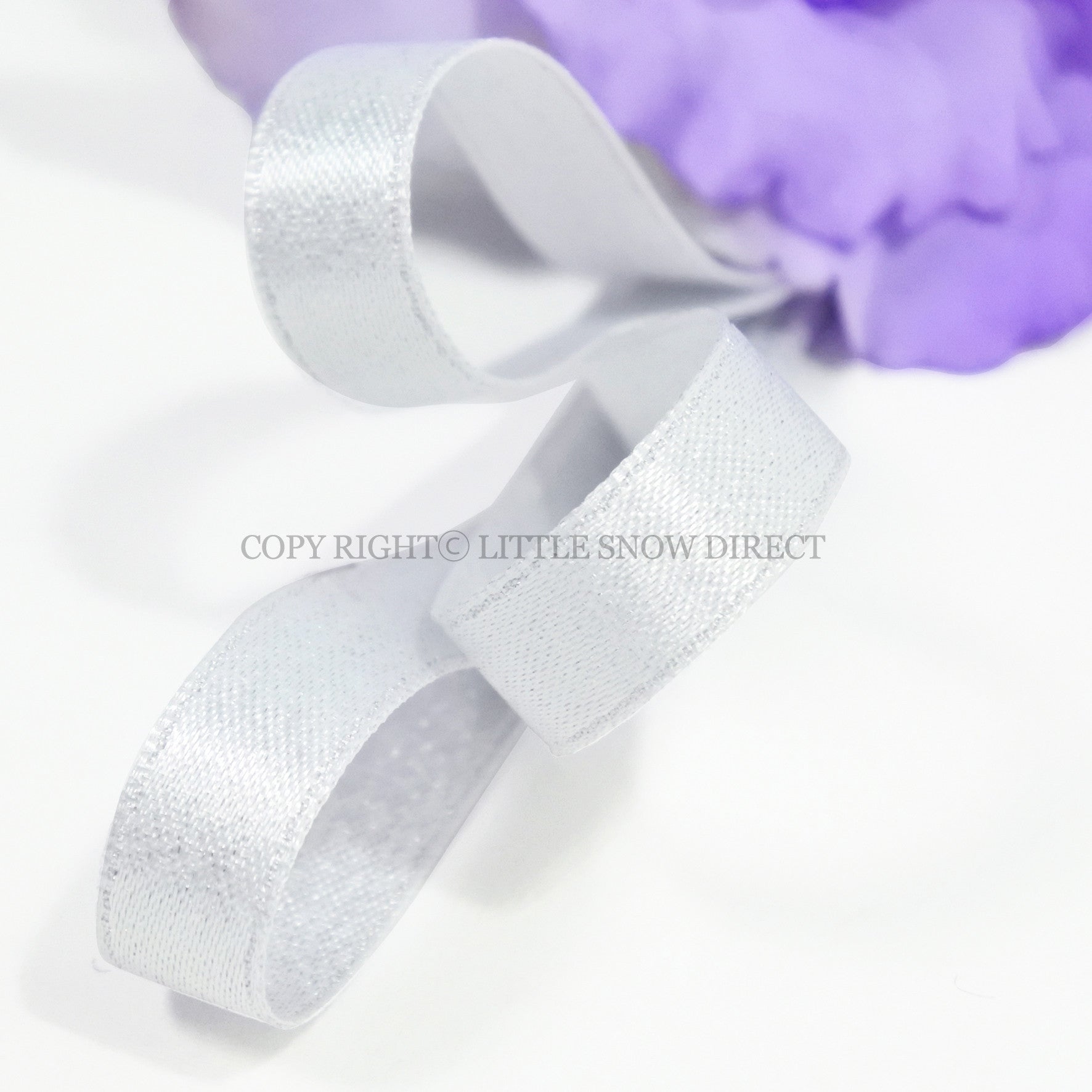 White Luxury Design Glitter Satin Ribbon-1Metre