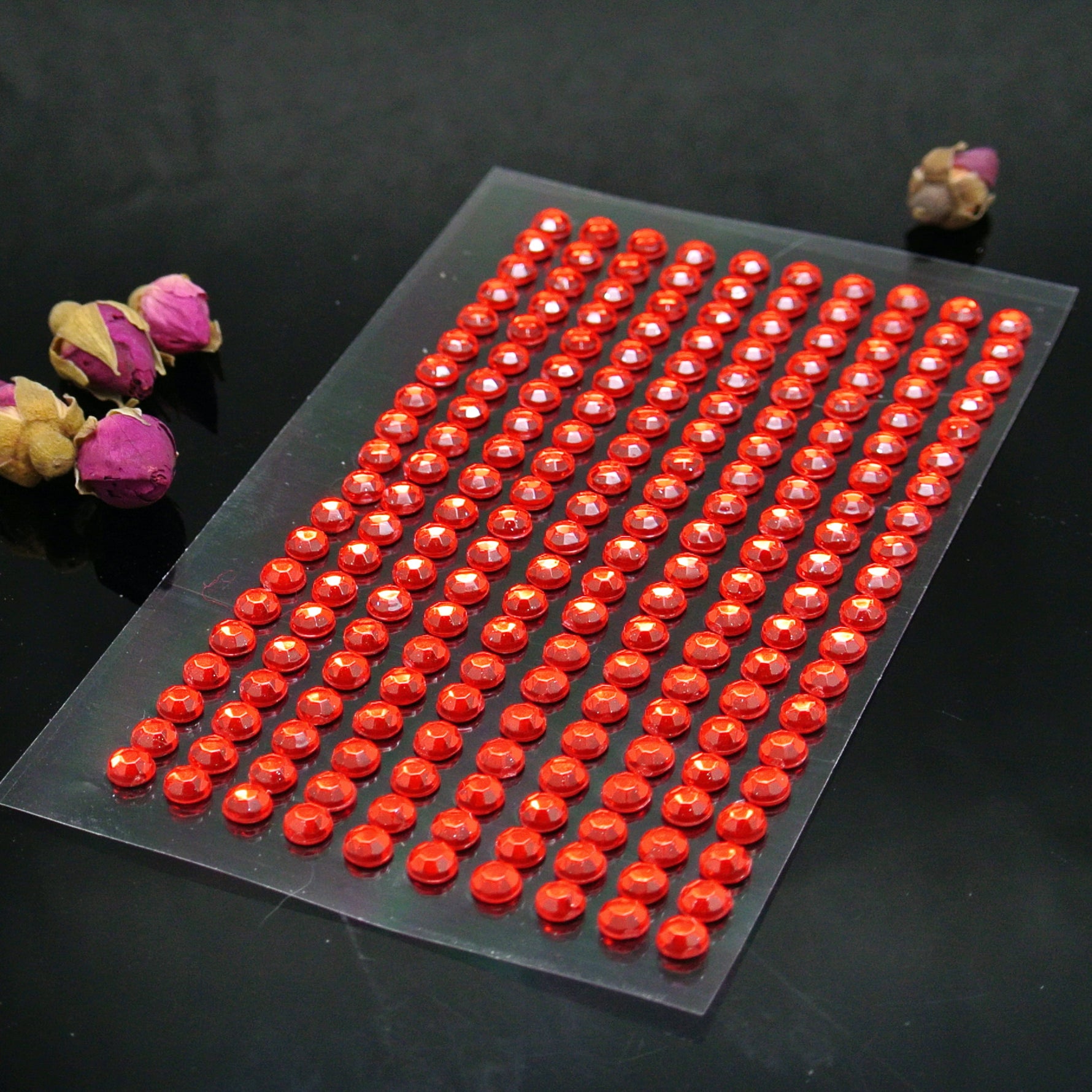 Red Self-Adhesive Stick On Rhinestone Gems (200pcs)
