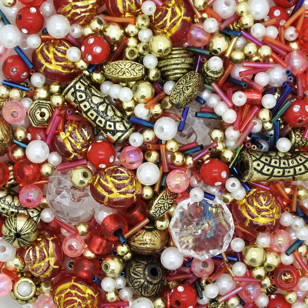 Red Jewellery Making Mixed Beads