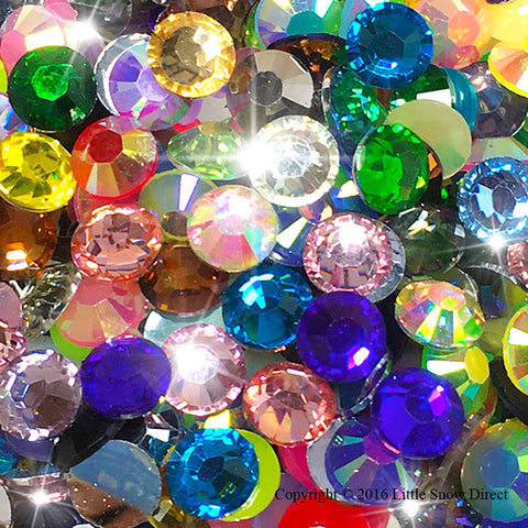 Mix Colours Resin Flat Back Rhinestone Diamante Gems - 1000 pcs