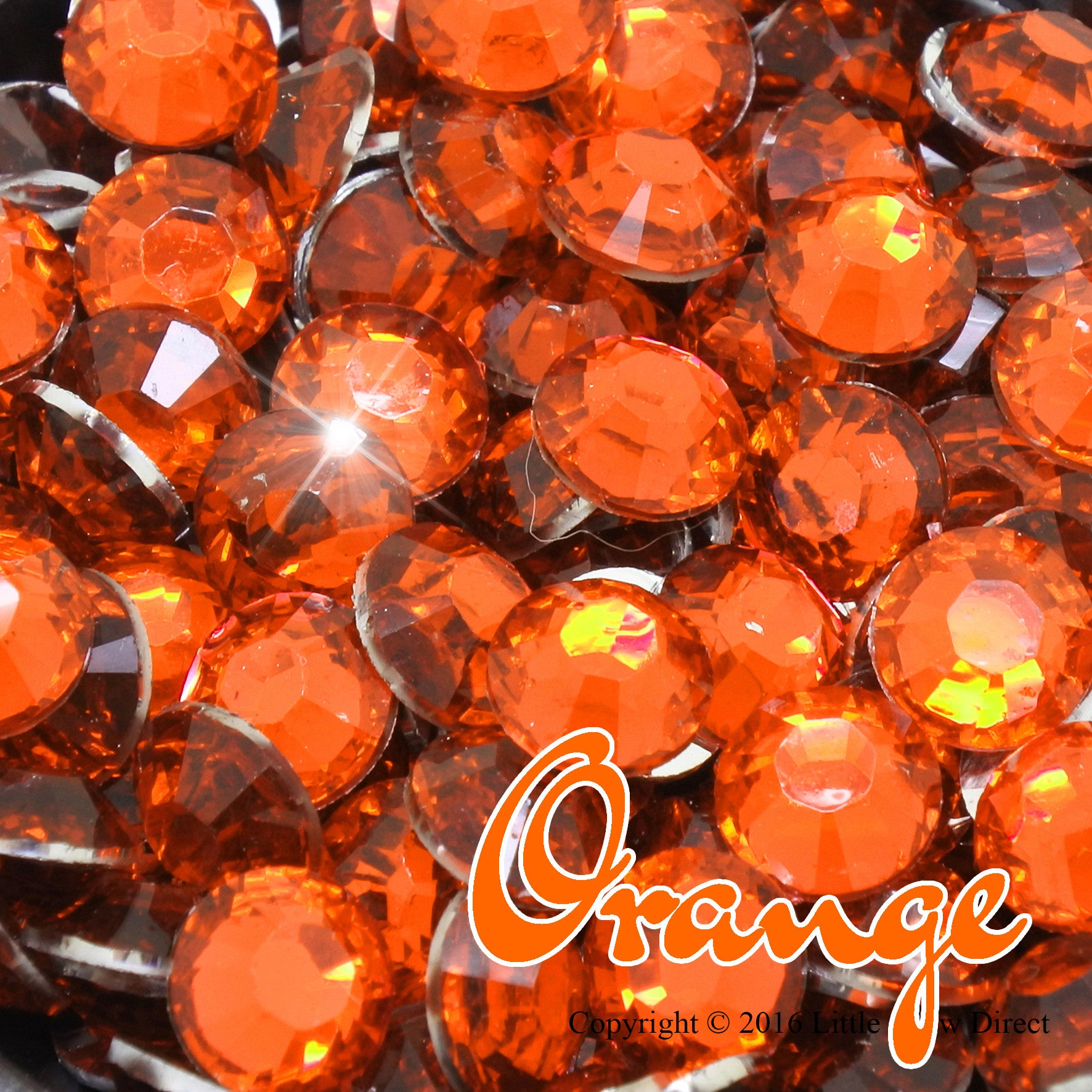 Orange Resin Flat Back Rhinestone Diamante Gems - 1000 pcs