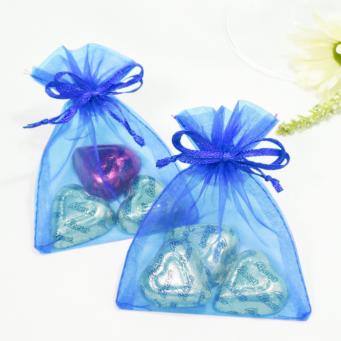 Royal Blue Organza Favour Bags - Pack of 10
