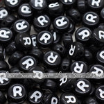 Black Letter Alphabet Coin Beads (100 pcs)
