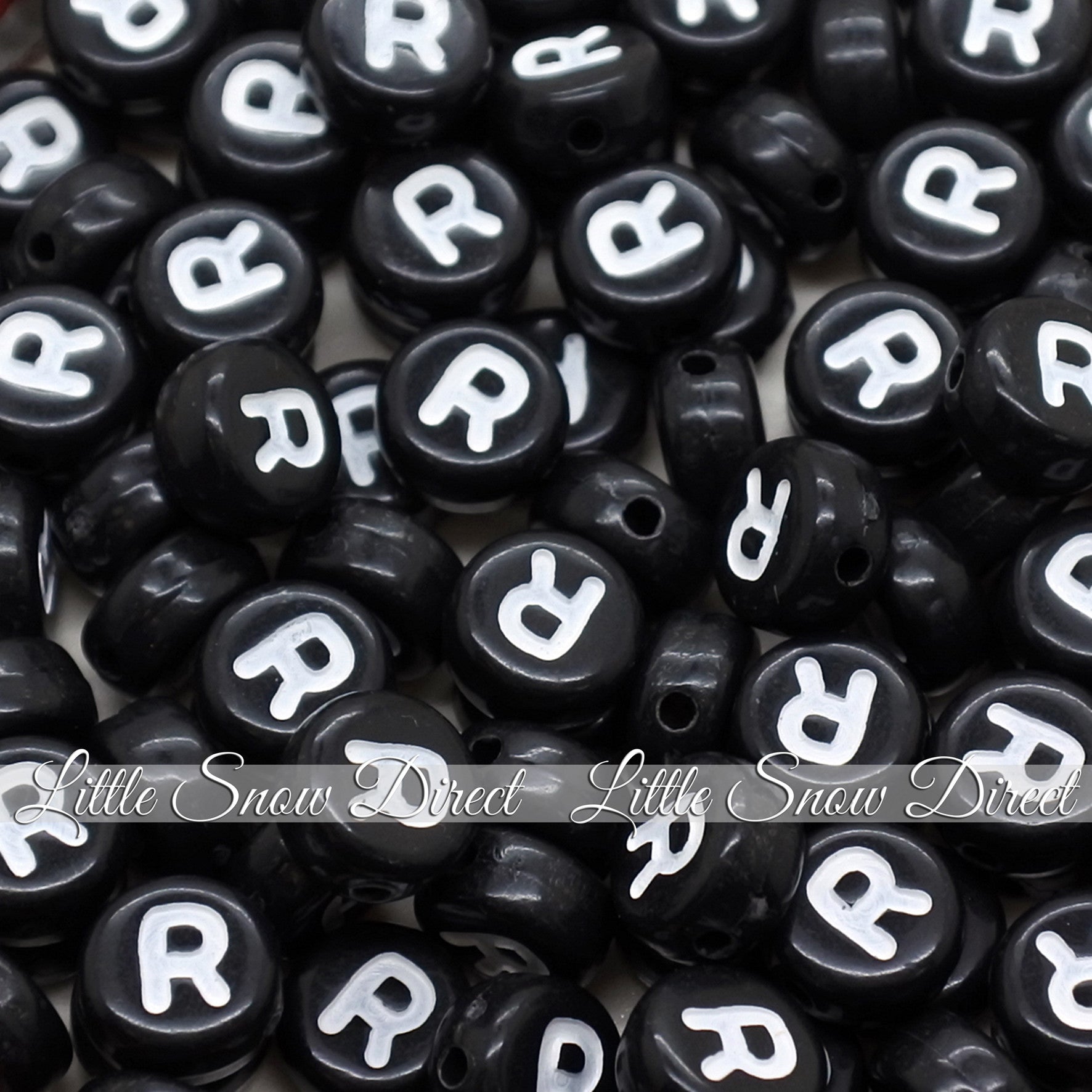 Black Letter Alphabet Coin Beads (100 pcs)