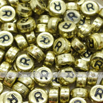 Vintage Gold Letter Alphabet Coin Beads (100 pcs)