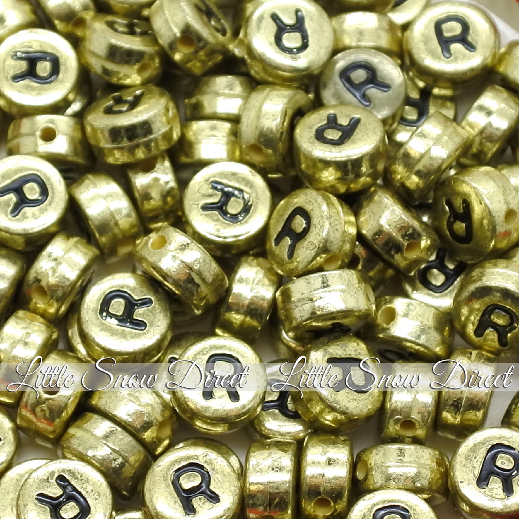 Vintage Gold Letter Alphabet Coin Beads (100 pcs)