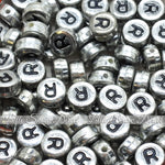 Vintage Silver Letter Alphabet Coin Beads (100 pcs)