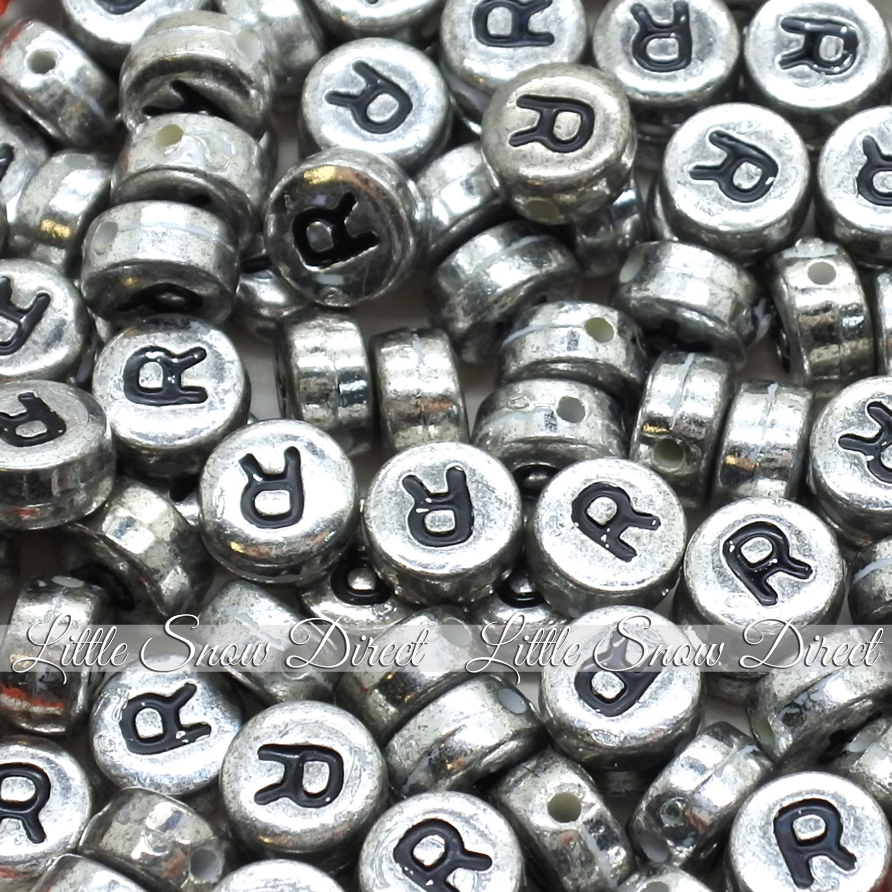Vintage Silver Letter Alphabet Coin Beads (100 pcs)