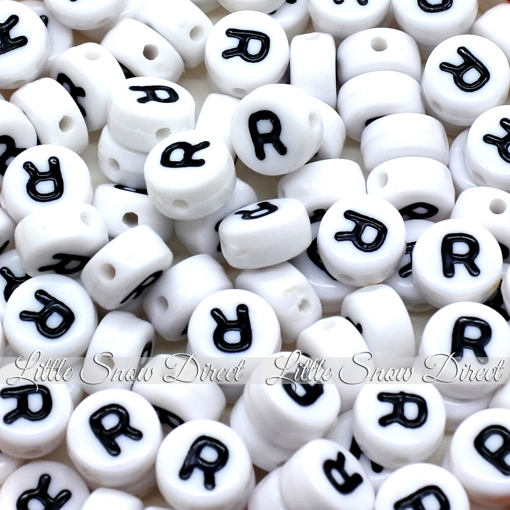 White Letter Alphabet Coin Beads (100 pcs)