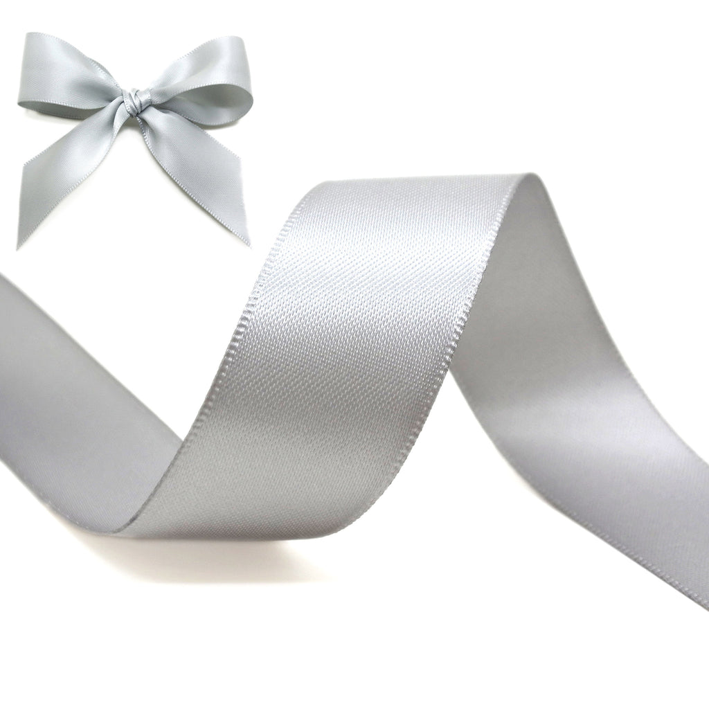 Silver Grey Double Sided Satin Ribbon
