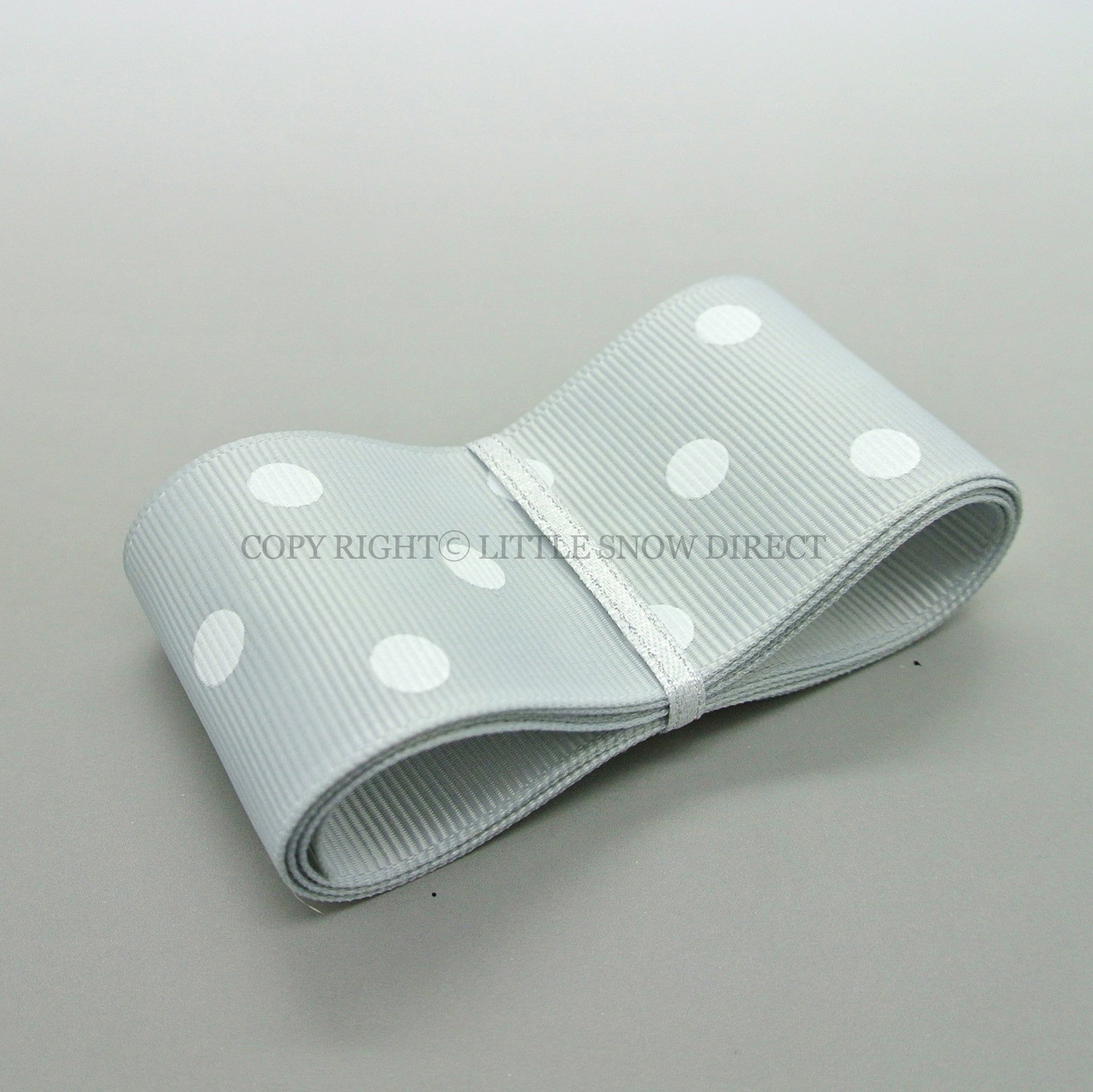 Silver Grey 38mm Polka Dot Grosgrain Ribbon