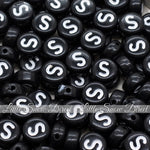 Black Letter Alphabet Coin Beads (100 pcs)