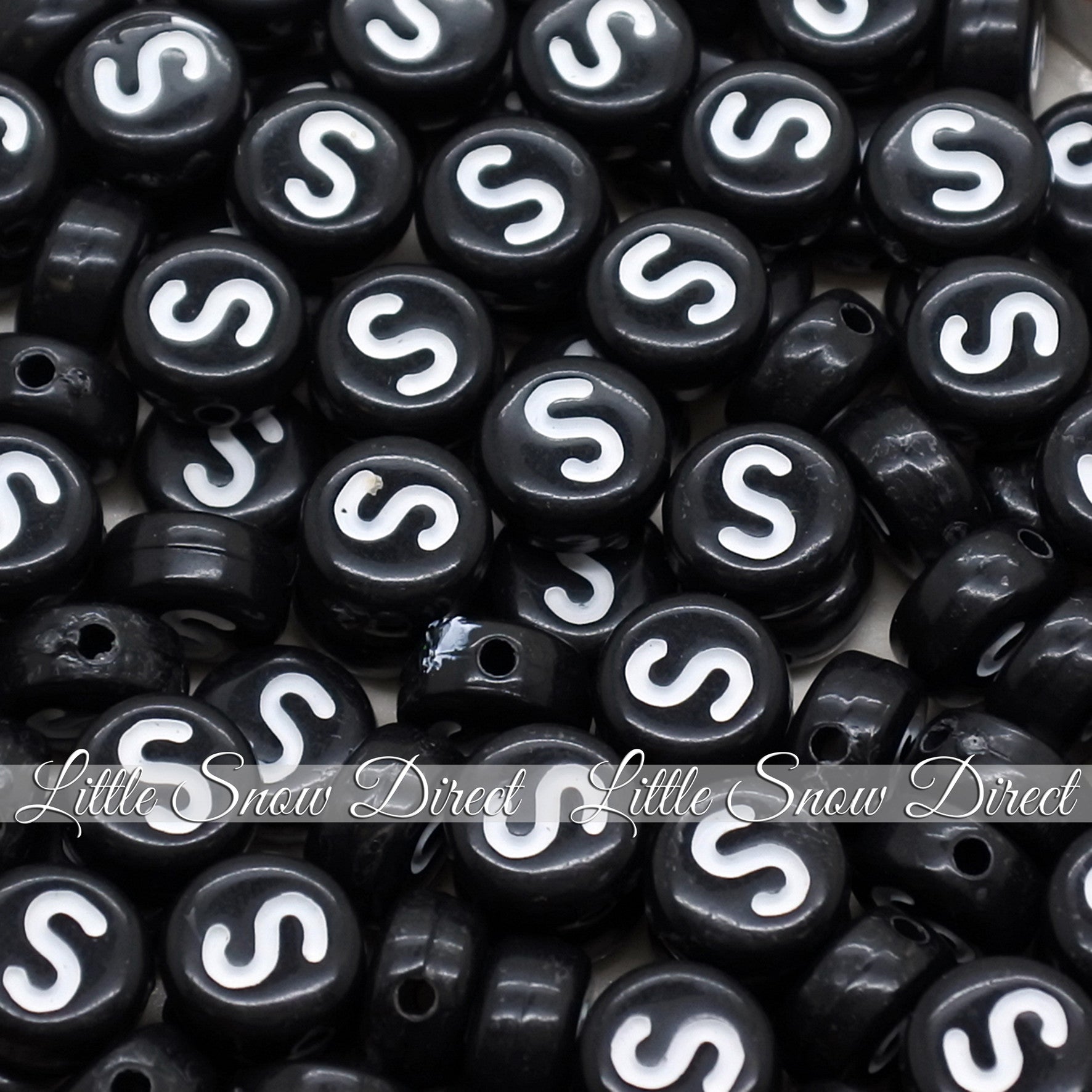 Black Letter Alphabet Coin Beads (100 pcs)