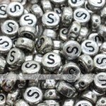 Vintage Silver Letter Alphabet Coin Beads (100 pcs)