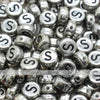 Vintage Silver Letter Alphabet Coin Beads (100 pcs)