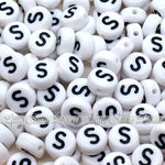 White Letter Alphabet Coin Beads (100 pcs)