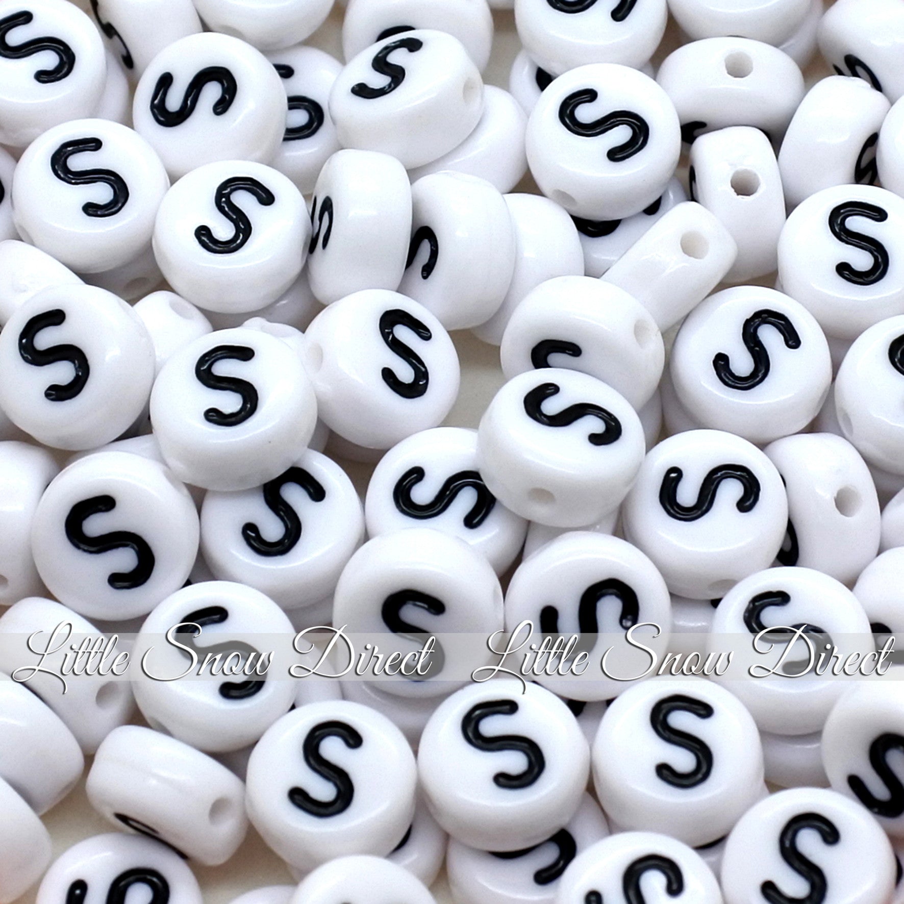 White Letter Alphabet Coin Beads (100 pcs)