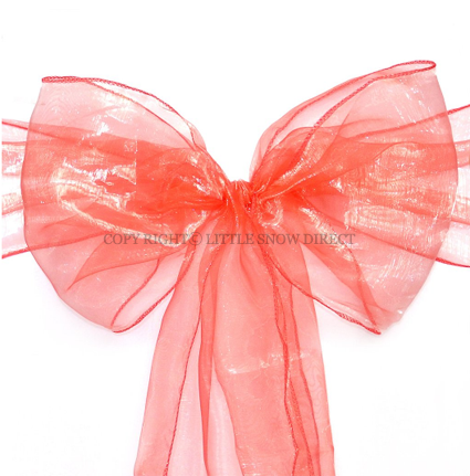 Coral Organza Chair Sash Bows (Pack of 10)
