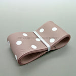Taupe 38mm Polka Dot Grosgrain Ribbon