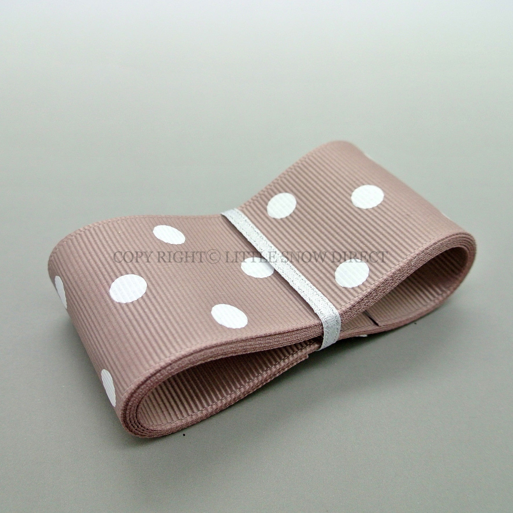 Taupe 38mm Polka Dot Grosgrain Ribbon