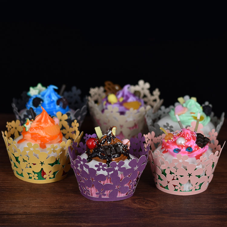 Dark Red Lace Flower Laser Cut Cupcake Wrappers / Cases - 20 pcs